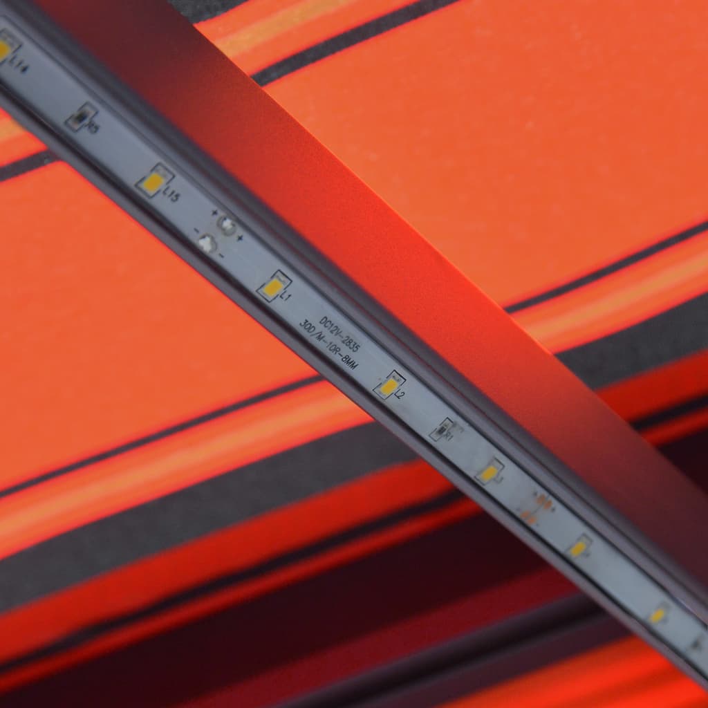 vidaXL Zaťahovacia markíza so senzorom vetra a LED 600x300 cm oranžovo-hnedá