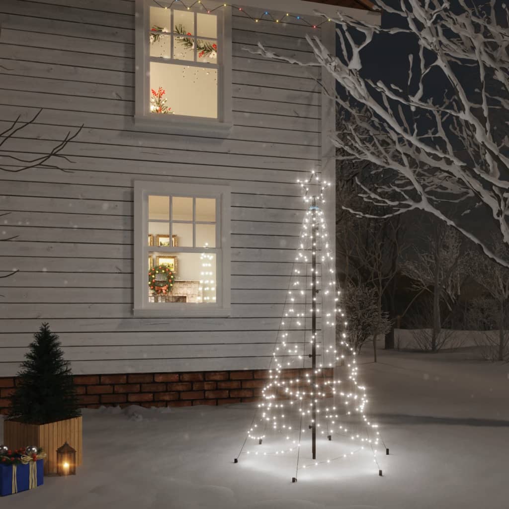 vidaXL Vianočný stromček s hrotom, 200 studených bielych LED 180 cm