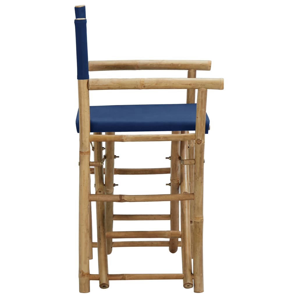 vidaXL Skladacie režisérske stoličky 2 ks modré bambus a látka
