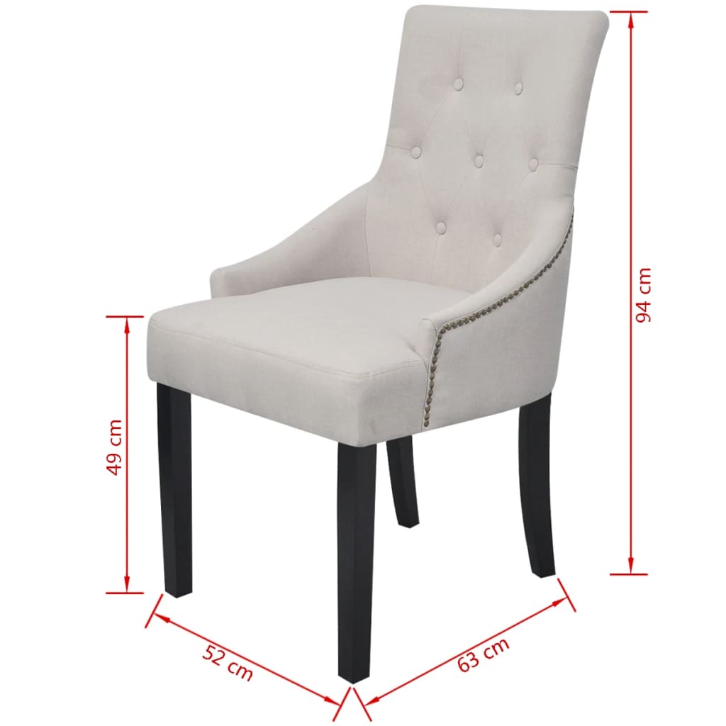 vidaXL Jedálenské stoličky 6 ks, krémovo sivé, látka