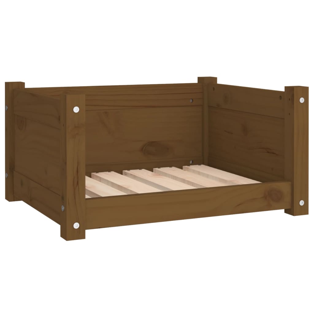 vidaXL Psia posteľ medovo-hnedá 55,5x45,5x28 cm borovicový masív