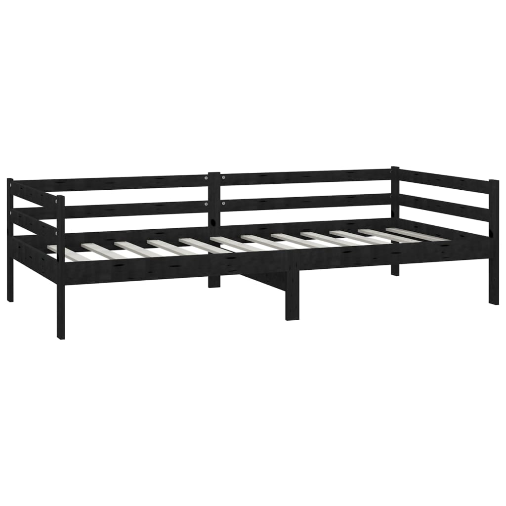 vidaXL Denná posteľ s matracom 90x200 cm, čierna, borovicový masív