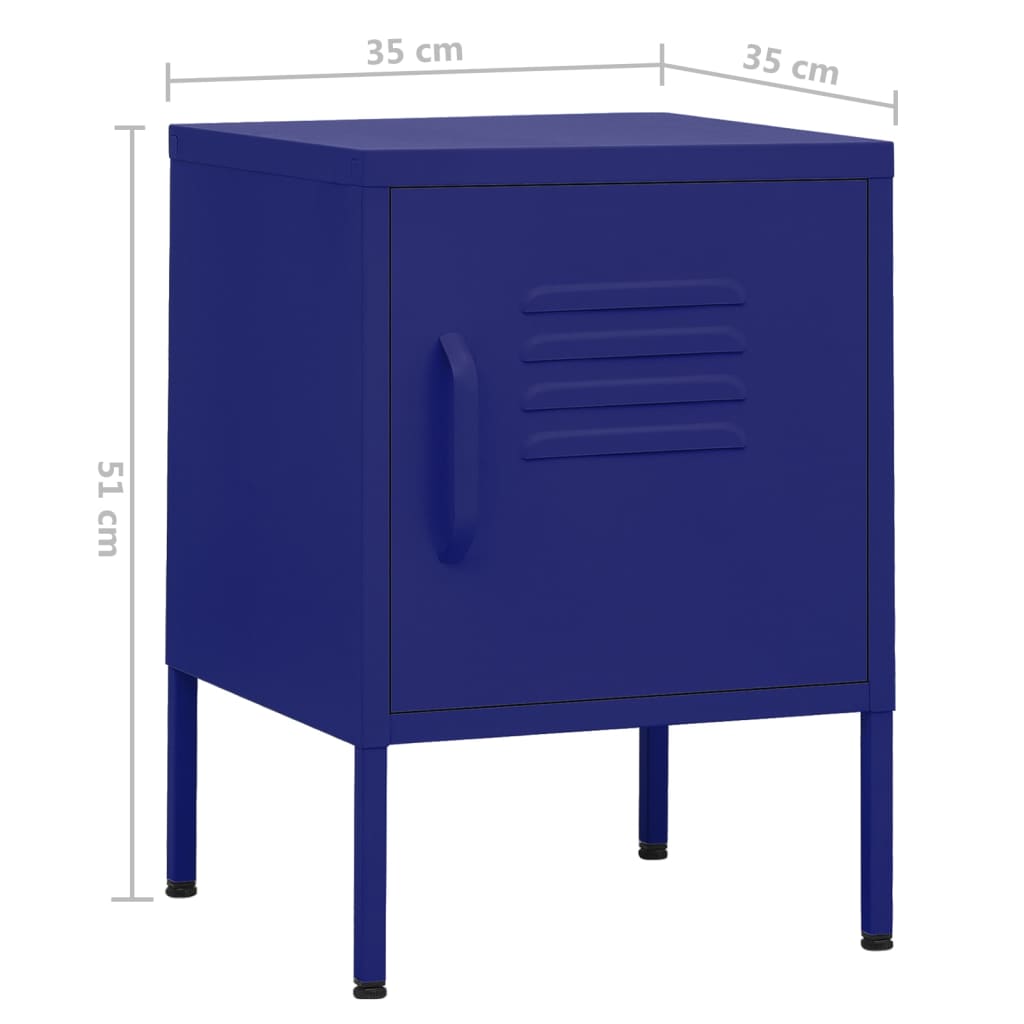 vidaXL Nočný stolík námornícky modrý 35x35x51 cm oceľ