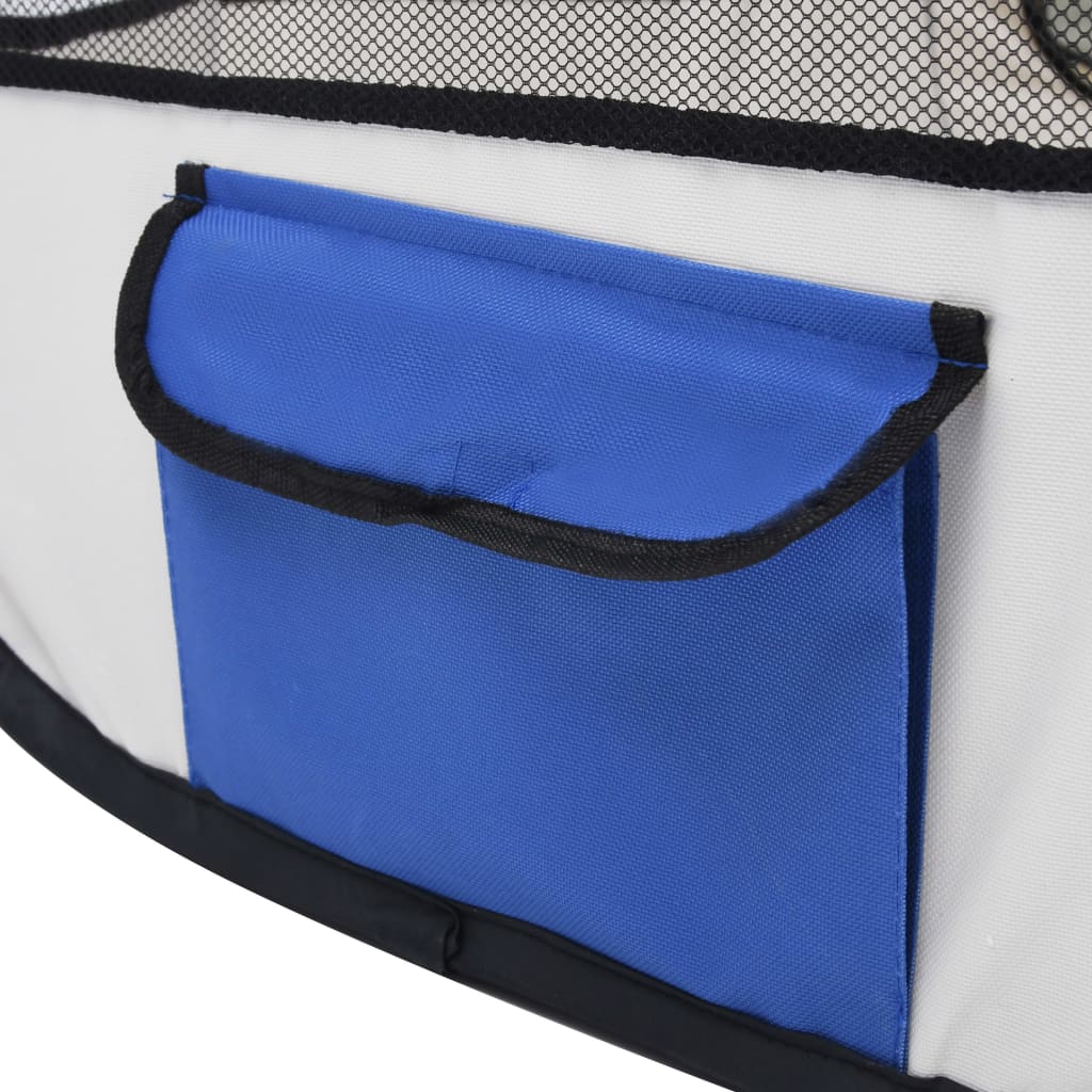 vidaXL Skladacia ohrádka pre psa s prenosnou taškou modrá 145x145x61 cm