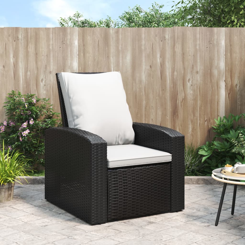 vidaXL Záhradná sklápacia stolička s vankúšmi čierna polyratan