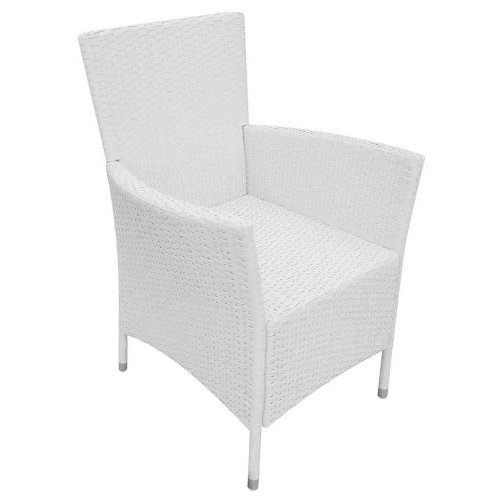 vidaXL Záhradné stoličky 2 ks s podložkami, polyratan, biele