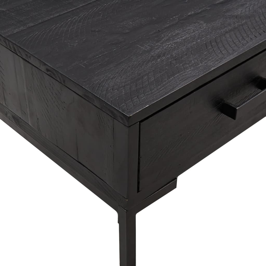 vidaXL Konferenčný stolík, čierny 90x50x35 cm, borovicový masív