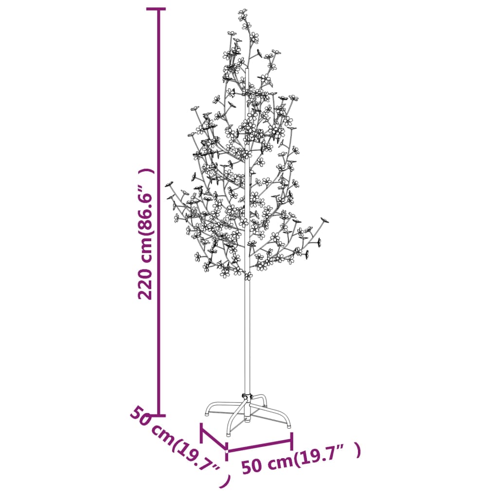 vidaXL Kvitnúca čerešňa LED strom teplá biela 220 LED 220 cm
