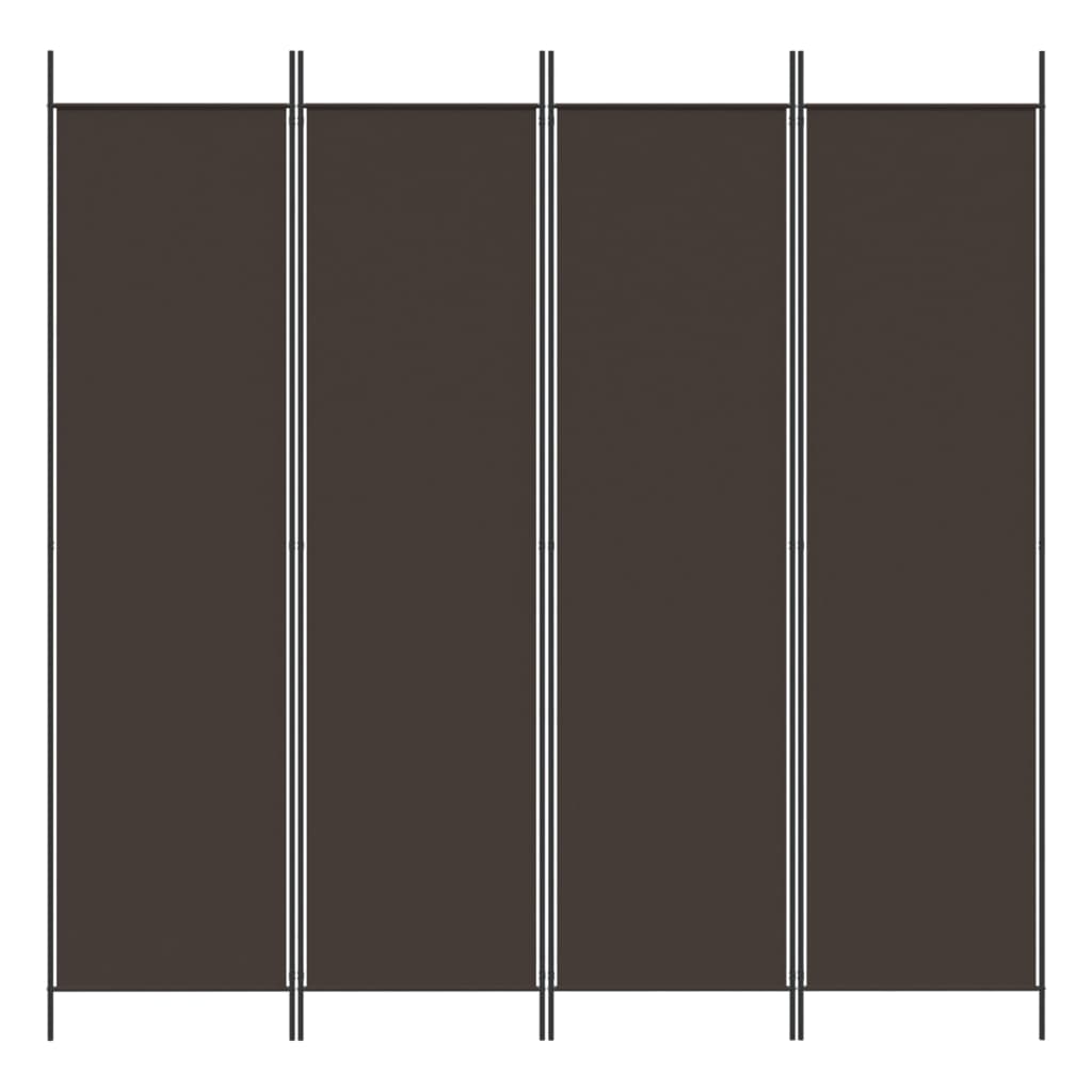 vidaXL 4-panelový paraván hnedý 200x200 cm látkový