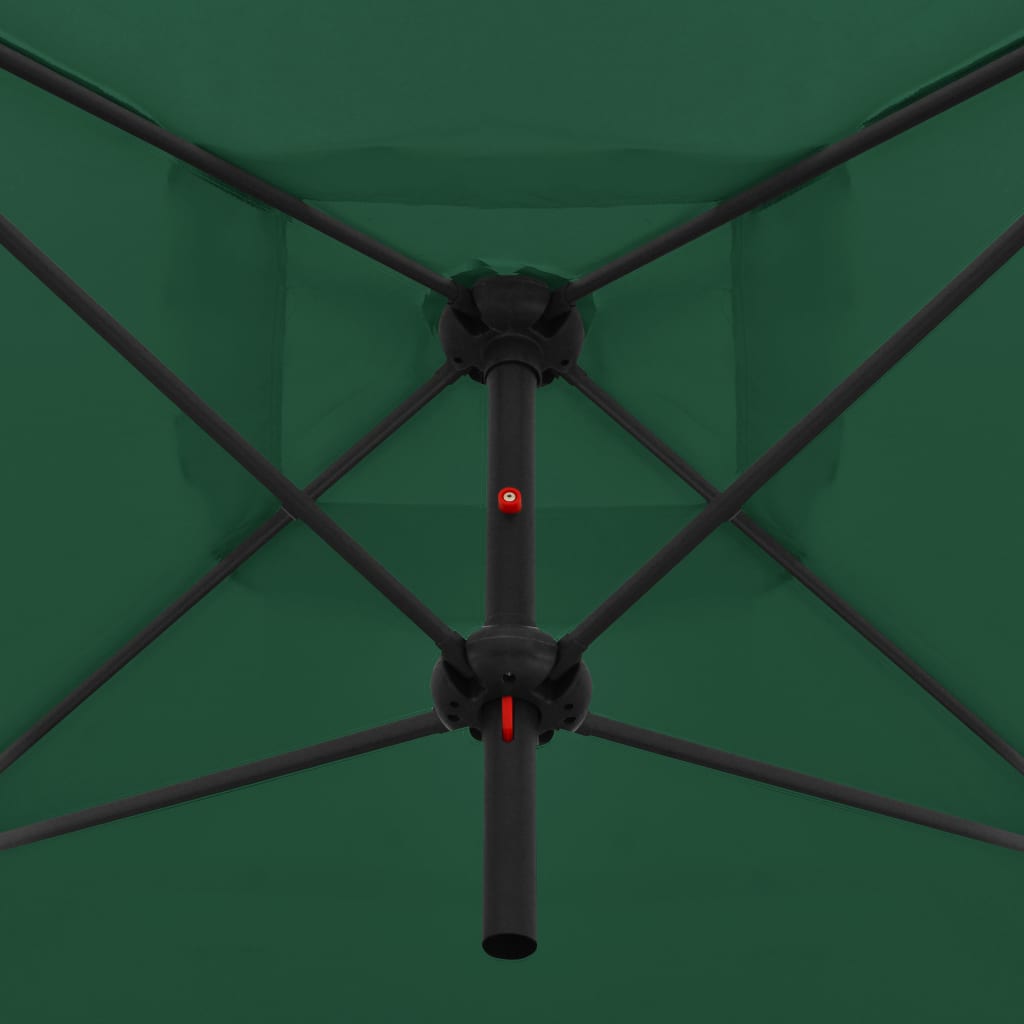 vidaXL Dvojitý slnečník s oceľovou tyčou 250x250 cm, zelený