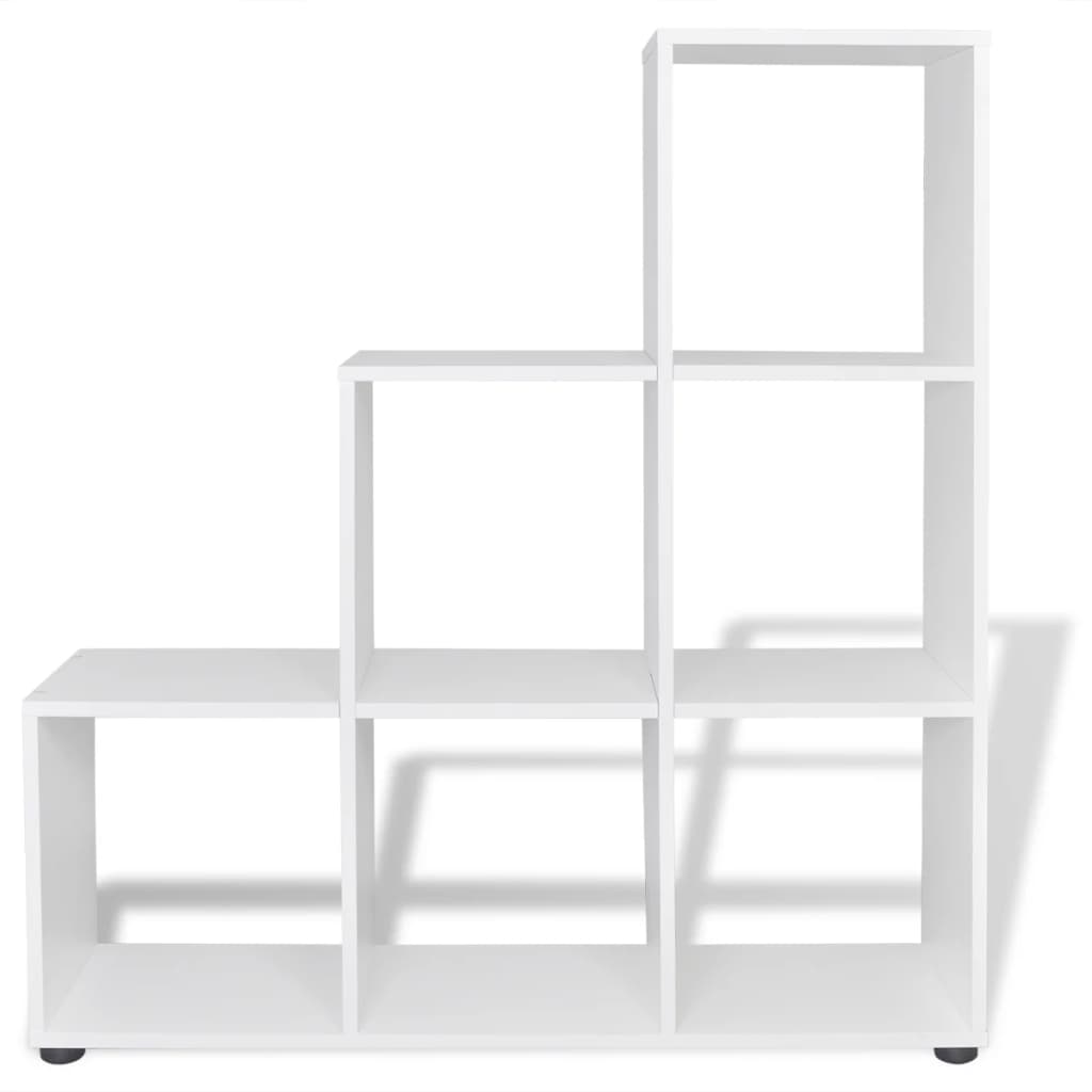vidaXL Regál na knihy/policový regál v tvare schodov 107 cm, biely