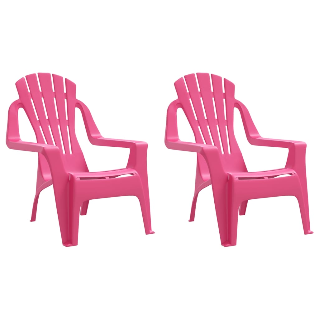 vidaXL Detské záhradné stoličky 2 ks ružové 37x34x44cm PP vzhľad dreva