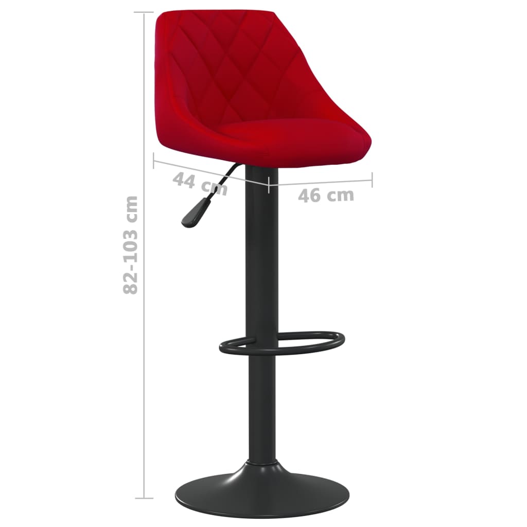 vidaXL Barové stoličky 2 ks vínovo-červené zamatové