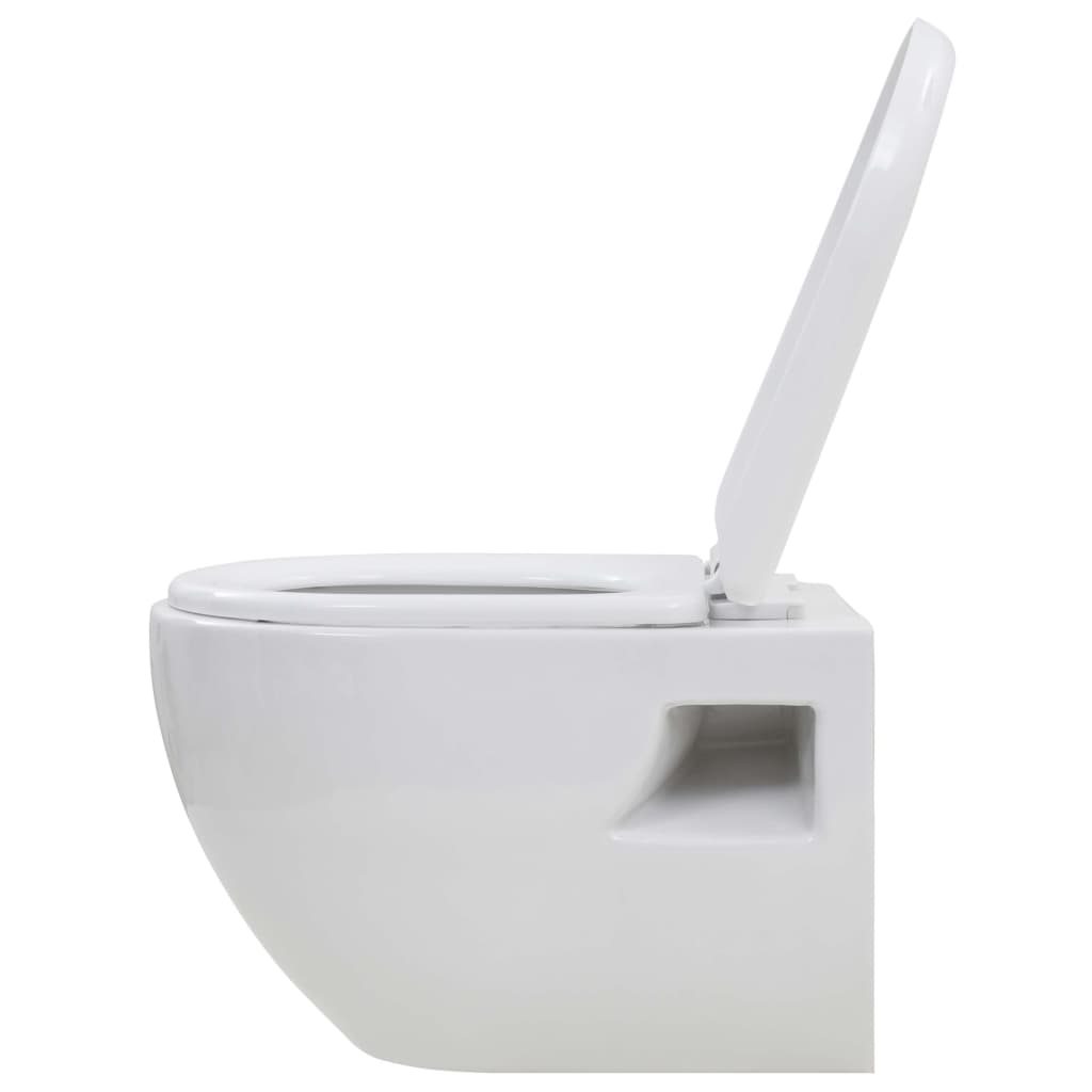 vidaXL Závesné WC, keramické, biele
