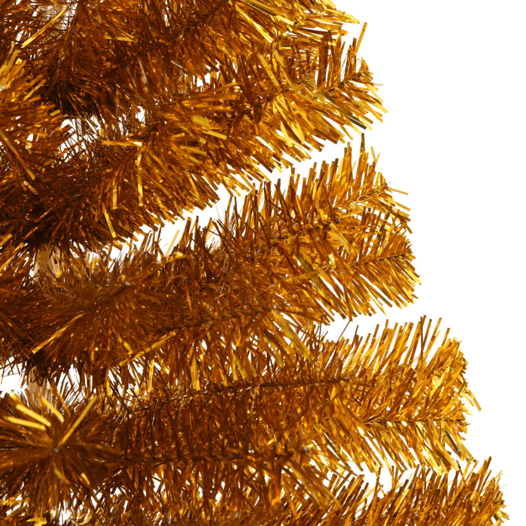 vidaXL Umelý polovičný vianočný stromček+stojan, zlatý 180 cm, PET