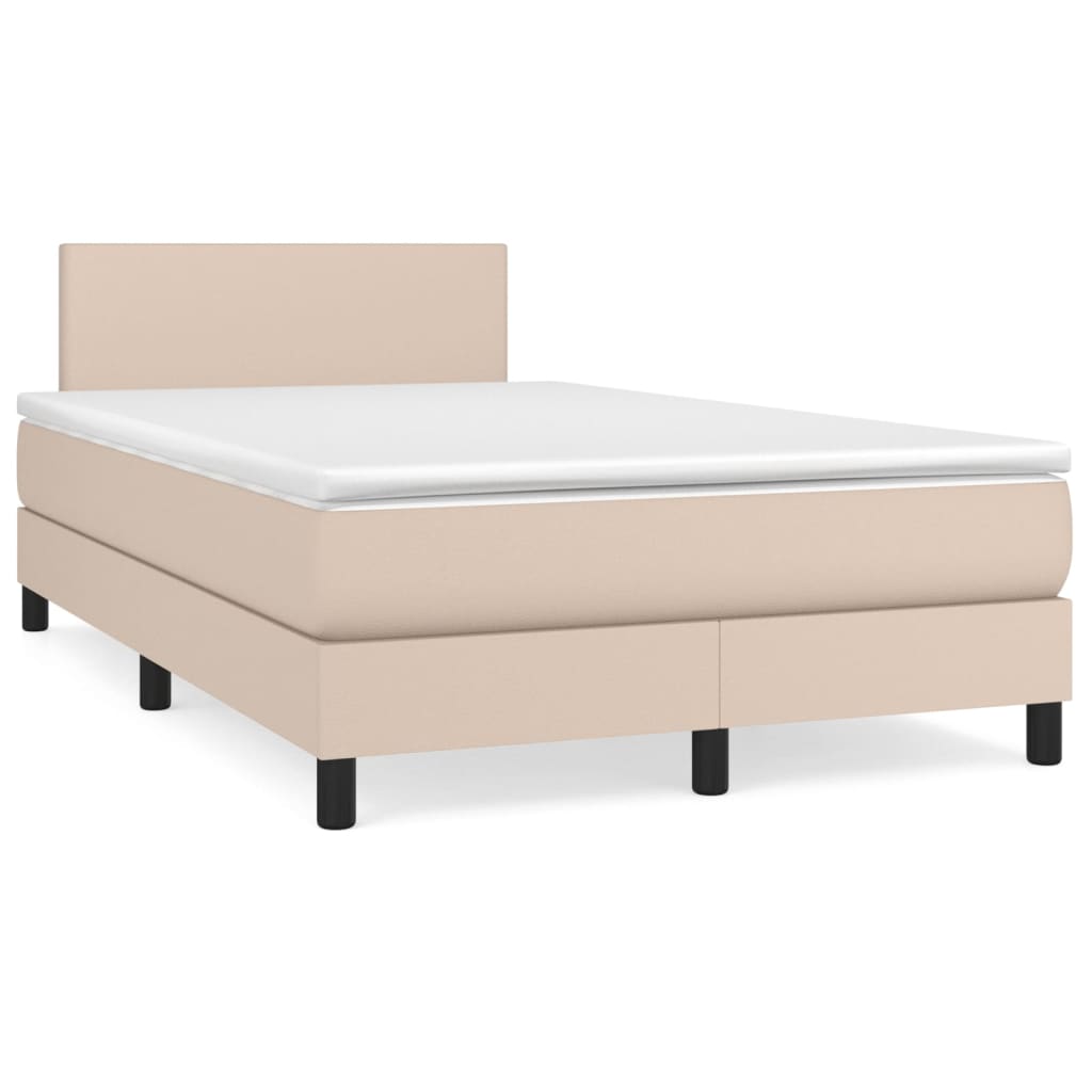 vidaXL Boxspring posteľ s matracom kapučínová 120x200 cm umelá koža